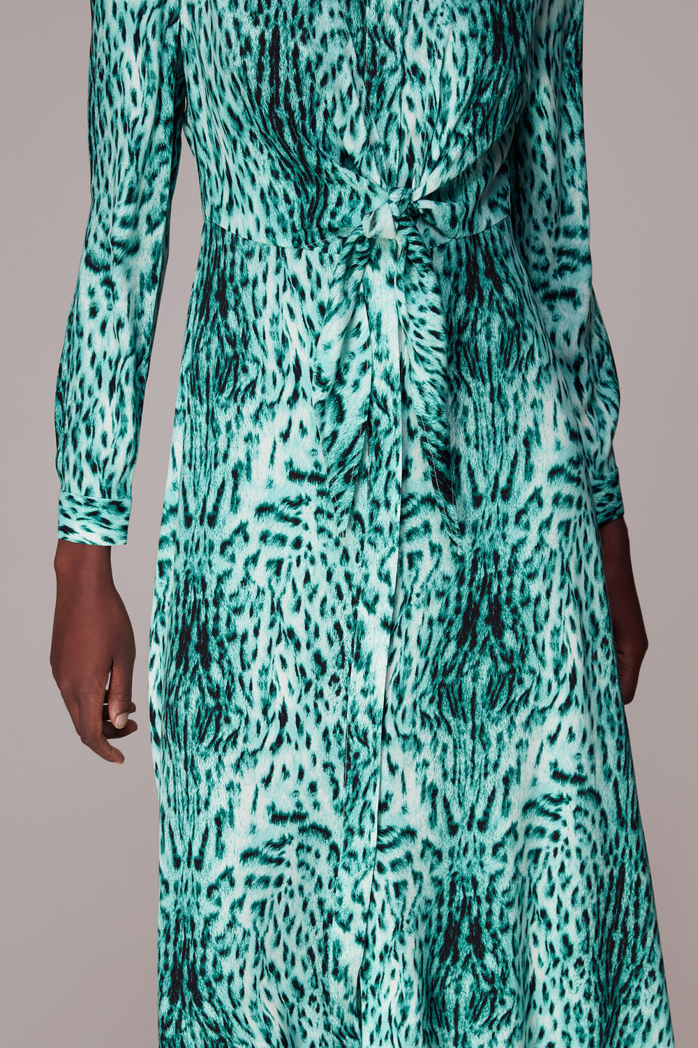 Brushed Leopard Tie Midi Dress
